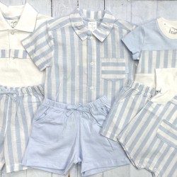 Tutto Piccolo Boy short sleeve shirt candy stripe short set. Tutto Piccolo Boy short sleeve shirt candy stripe short set.