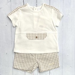 Tutto Piccolo boy gingham bow short set Tutto Piccolo boy gingham bow short set