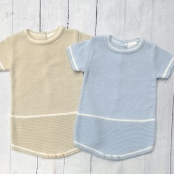 Boy Camel and blue knitted romper Boy Camel and blue knitted romper