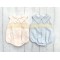Lor Mira unisex pink and blue romper with cream lace panel Lor Mira unisex pink and blue romper with cream lace panel