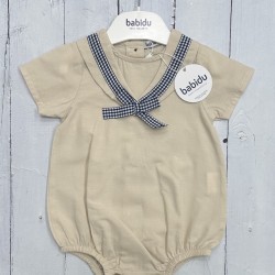Babidu Boy or Girl beige romper  Babidu Boy or Girl beige romper