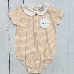 Babidu Girl or boy peach and white striped romper Babidu Girl or boy peach and white striped romper