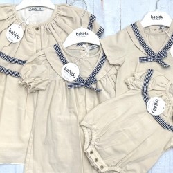 Babidu Boy or Girl beige romper  Babidu Boy or Girl beige romper