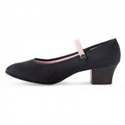 1st Position Black Cuban Heel Canvas Character Shoe -  1st Position Black Cuban Heel Canvas Character Shoe -