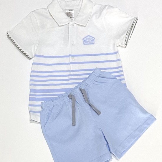 Tutto white and blue short set