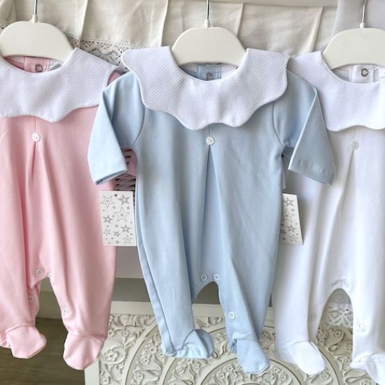 Scallop collar cotton pink babygrow