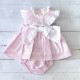 Pink and white smocked dress