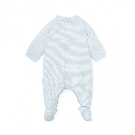 Tutto baby blue striped cotton babygrow