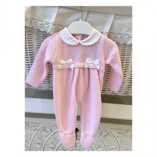 Pink knit baby grow