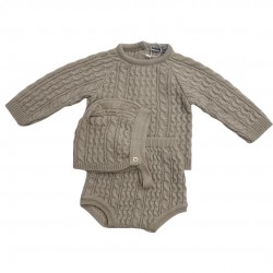 Babidu Unisex Cable Knit Jam Pants Set With Bonnet Babidu Unisex Cable Knit Jam Pants Set With Bonnet