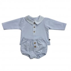 Calamaro Boys Blue Jam Pant Set with button detailing Calamaro Boys Blue Jam Pant Set with button detailing