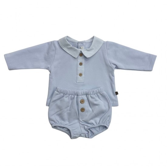 Calamaro Boys Blue Jam Pant Set with button detailing