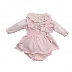 Calamaro Pink Dress with Side Bow, Top and Pants Set Calamaro Pink Dress with Side Bow, Top and Pants Set