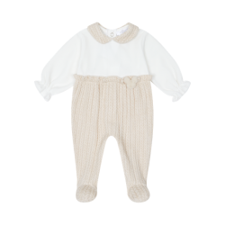Deolinda beige cable knit babygrow Deolinda beige cable knit babygrow