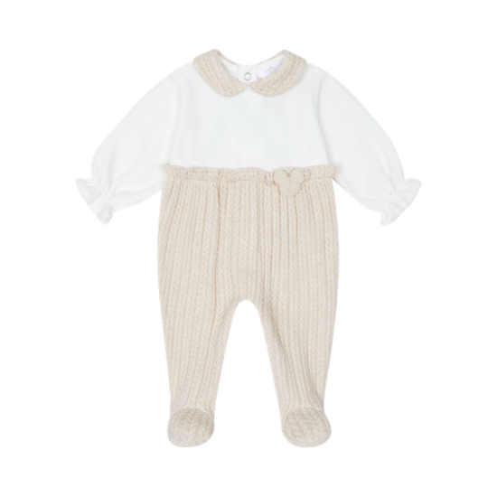Deolinda beige cable knit babygrow