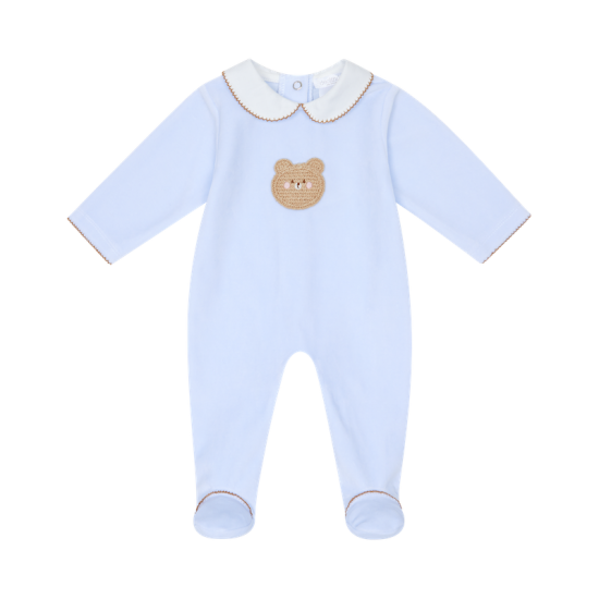 Deolinda BLUE TEDDY VELOUR BABYGROW