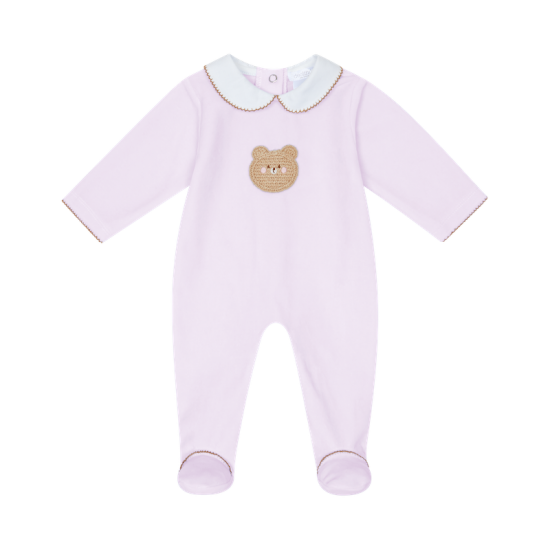 Deolinda Pink TEDDY VELOUR BABYGROW