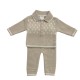 Little Nosh Boys Blue or Tan Collared Knitted 2 Piece 