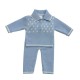Little Nosh Boys Blue or Tan Collared Knitted 2 Piece 