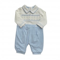 Mintini Baby blue and white footless babygrow Mintini Baby blue and white footless babygrow