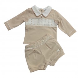 Mintini Baby Beige Top And Short Set Mintini Baby Beige Top And Short Set