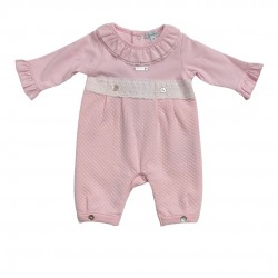 Mintini Pink and White Lace Footless Babygrow Mintini Pink and White Lace Footless Babygrow
