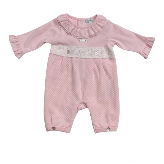Mintini Pink and White Lace Footless Babygrow