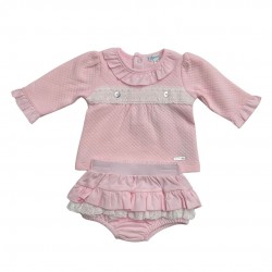 Mintini Pink and White Lace Jam Pant Set Mintini Pink and White Lace Jam Pant Set