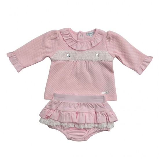 Mintini Pink and White Lace Jam Pant Set Mintini Pink and White Lace Jam Pant Set
