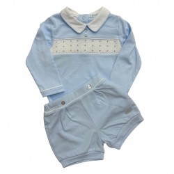 Mintini Baby Baby blue top and short set Mintini Baby Baby blue top and short set