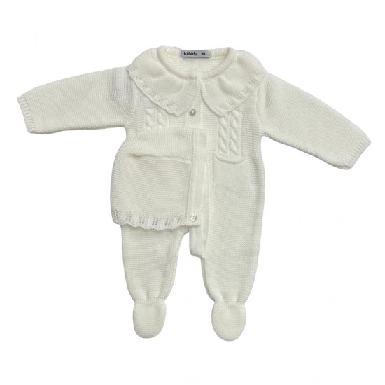 Babidu Knitted Baby Grow With Bonnet Babidu Knitted Baby Grow With Bonnet