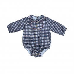 Babidu Boys Blue Checked Romper Babidu Boys Blue Checked Romper