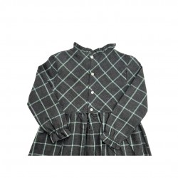 Calamaro Grey and Turquoise Check Frill Detail Dress Calamaro Grey and Turquoise Check Frill Detail Dress