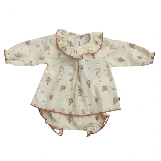 Calamaro Cream and Peach Hot Air Balloon Jam Pant Set Calamaro Cream and Peach Hot Air Balloon Jam Pant Set