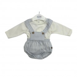 Calamaro Light Blue Check Romper Set Calamaro Light Blue Check Romper Set