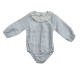 Calamaro Pink Or Blue Gingham Romper with Frill Neck
