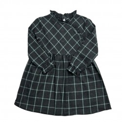 Calamaro Grey and Turquoise Check Frill Detail Dress Calamaro Grey and Turquoise Check Frill Detail Dress