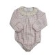 Calamaro Pink Or Blue Gingham Romper with Frill Neck