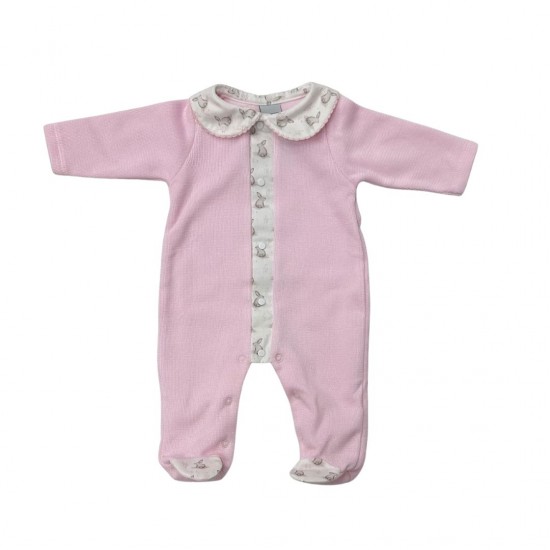 BABIDU KNITTED BABY GROW WITH RABBIT PATTERN - PINK