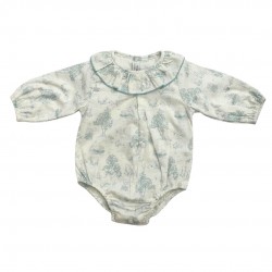 Calamaro Cream and Turquoise Romper Calamaro Cream and Turquoise Romper