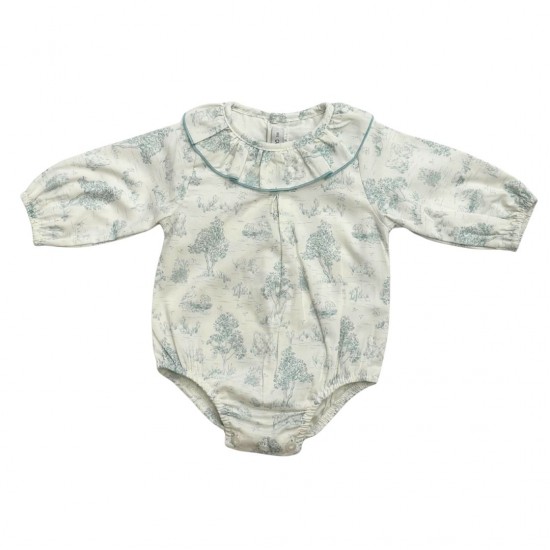 Calamaro Cream and Turquoise Romper