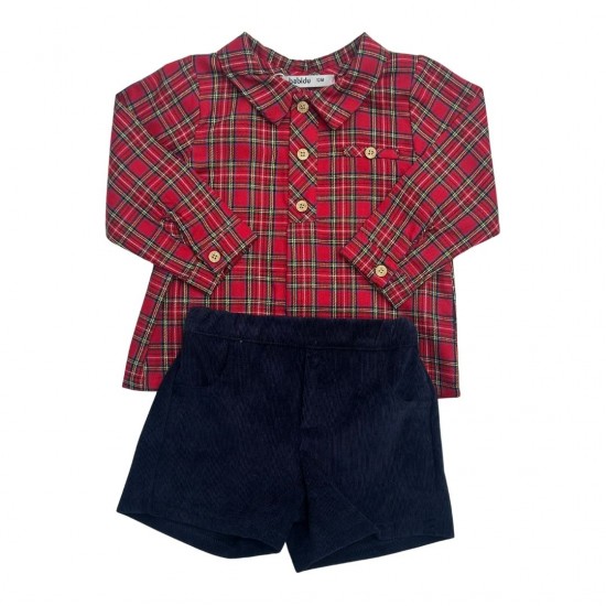 Babidu Boys Red Tartan Shirt and Shorts Set Babidu Boys Red Tartan Shirt and Shorts Set