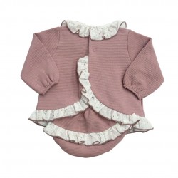 Calamaro Pink Ribbed Smock Dress with Knickers Calamaro Pink Ribbed Smock Dress with Knickers