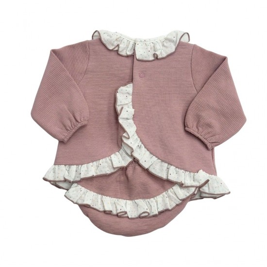 Calamaro Pink Ribbed Smock Dress with Knickers