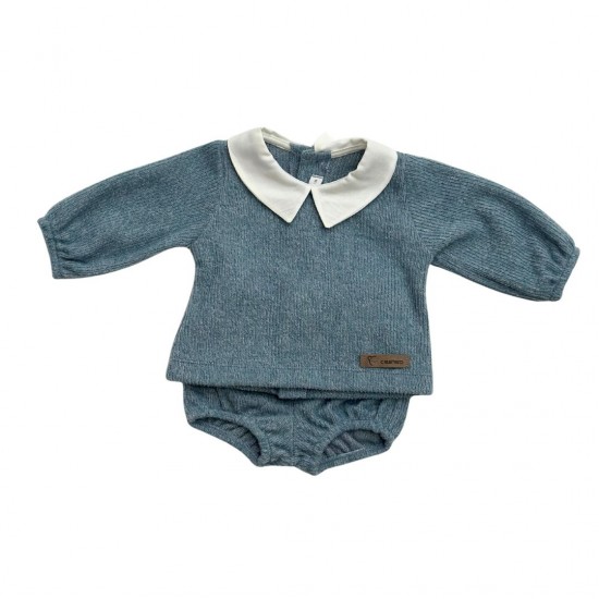 Calamaro Boys Soft Blue Jam Pant Set with buttons