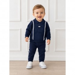 Blues Baby Navy Knitted Polo Shirt And Trouser Set