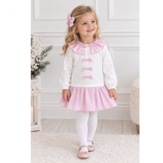 Rapife pink bow dress with floral design