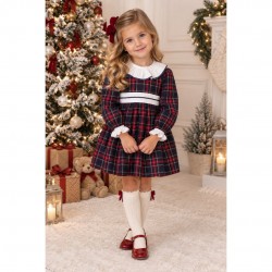 Rapife red tatan dres with white frill collar - older