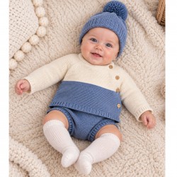 BABIDU KNITTED CONTRAST 2 piece SET AND BOBBLE HAT