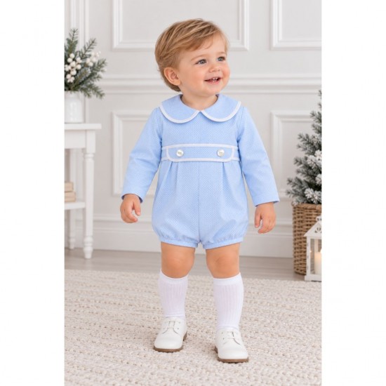Rapife blue and white spotty romper